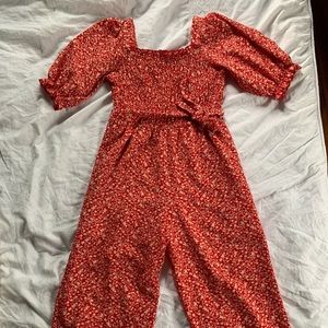 Red Floral Midi Jumpsuit